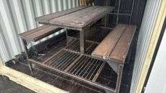 Metal and Wood Picnic Table with Benches