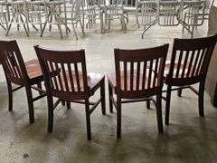 Set of 4 Wooden Dining Chairs, Slat Back, brown color