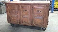 Wooden Workbench, 66"x31.5"x41", Multiple Drawers and Cabinet Storage, 6" Casters