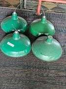 Green Industrial Pendant Light Fixtures, Metal, 15.5" Diameter