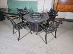 Tropitone Outdoor Fire Pit Table Set