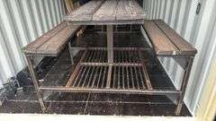 Metal and Wood Picnic Table with Benches