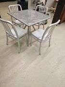 Silver Aluminum Outdoor Patio Dining Set