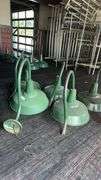 Green Industrial Gooseneck Lights, 17.5" Diameter, Metal, Set of 5