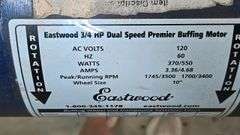 Eastwood Dual Speed Premier Buffer/Grinder.  Motor, 3/4 HP, 120V, 10" Wheel Size