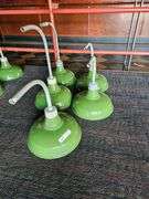 5 Green Industrial Pendant Light Fixtures, 14" Shade Diameter, Wall-Mounted Gooseneck