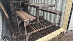 Metal and Wood Picnic Table with Benches