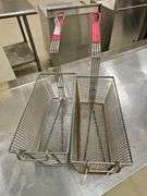 Commercial Fryer Basket, Metal with Red Handles