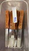 Wooden Handle Stainless Steel Steak Knives, 9-Inch Length
