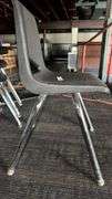 Set of 4 Black Stackable Children's Plastic Chairs, Metal Legs, 15" Seat Height