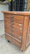 Wooden Workbench, 66"x31.5"x41", Multiple Drawers and Cabinet Storage, 6" Casters