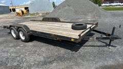18' DCT Flatbed Utility Trailer, 2 Axles, Wooden Deck, Spare Tire