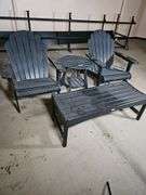 Black Outdoor Patio Furniture Set, Adirondack style