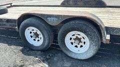 18' DCT Flatbed Utility Trailer, 2 Axles, Wooden Deck, Spare Tire