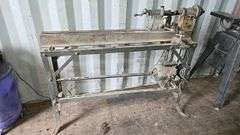 Vintage Metal Frame Wood Lathe, Belt-Driven Motor, 60" Bed Length