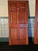 Interior Six-Panel Oak Door, Dark Finish, 36 1/4 x 80 In, Left Swing