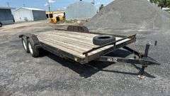 18' DCT Flatbed Utility Trailer, 2 Axles, Wooden Deck, Spare Tire