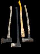 Set of 4 Axes and Mauls, Wood Handles, Steel Blades, 32-36 Inch Length