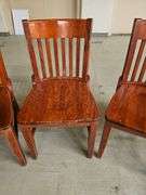 Set of 4 Wooden Dining Chairs, Slat Back, Brown