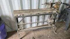 Vintage Metal Frame Wood Lathe, Belt-Driven Motor, 60" Bed Length