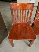 Set of 4 Wooden Dining Chairs, Slat Back, brown color