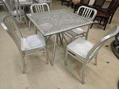 Silver Aluminum Outdoor Patio Dining Set