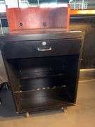 Black Storage Cabinet with Drawer, 24"x24"x36"