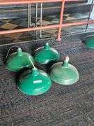 Vintage Green Metal Industrial Pendant Light Fixtures, 15.5" Diameter, Set of 4