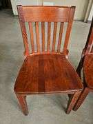 Set of 4 Wooden Dining Chairs, Slat Back, brown color