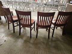 Set of 4 Wooden Dining Chairs, Slat Back, Brown