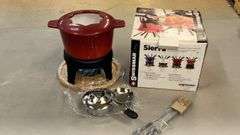 Swissmar Sierra Cast Iron Fondue Set, Red, 1.6 qt Capacity