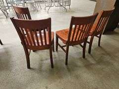 Set of 4 Wooden Dining Chairs, Slat Back, brown color