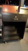 Black Wood Cabinet with Drawer and Shelves