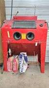Sandblasting Cabinet, Red, Cyclone Dust Collector, 36"x24"x60"