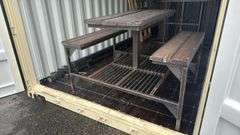 Metal and Wood Picnic Table with Benches
