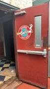 Red Security Door, 36"x1.5"x84", Wired Glass, Exterior