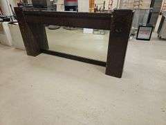 Rustic Wood Fireplace Mantel with Built-in Mirror