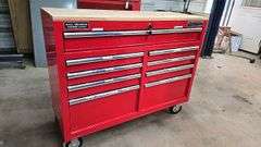 Yukon 46" 9-Drawer Mobile Workbench, Steel Body, Wood Top, Serial 37825-2421