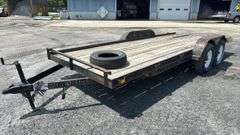 18' DCT Flatbed Utility Trailer, 2 Axles, Wooden Deck, Spare Tire