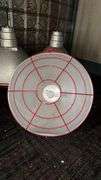 Industrial Lamp, Silver with Red Grid, 120V, 17-inch Diameter