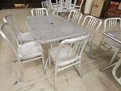 Silver Aluminum Outdoor Patio Dining Set