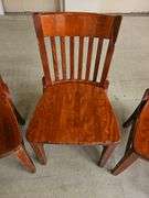 Set of 4 Wooden Dining Chairs, Slat Back, brown color