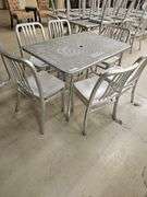 Silver Aluminum Outdoor Patio Dining Set