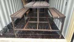 Metal and Wood Picnic Table with Benches