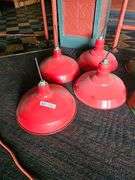 Red Industrial Metal Pendant Light, 15.5" Diameter, Ceiling Mount