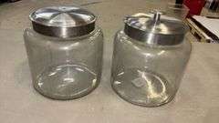 Glass Storage Jars with Metal Lids, 9" High x 6.5" Opening