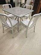 Silver Aluminum Outdoor Patio Dining Set