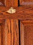 Interior Six-Panel Oak Door, Dark Finish, 36 1/4 x 80 In, Left Swing