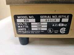 Wisco Industries Deli Wrap Food Warmer Model 630, 1500W, 120V, Serial 88918