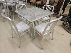 Silver Aluminum Outdoor Patio Dining Set